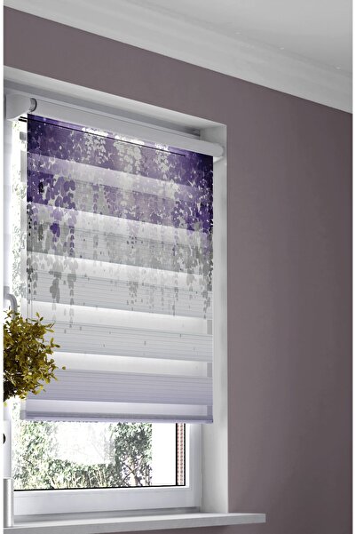 Turuncu Dizayn Yatak Odası Için Mor Lavanta Desenli Dijital Baskılı Zebra Sto...