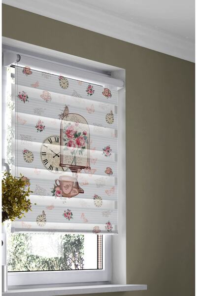 Turuncu Dizayn Mutfak Ve Yemek Odası Için Pembe Çay Saati Desenli Dijital Bas...