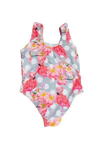 Soft and Baby Girl's Swimsuit Leopard-flamingo Patterned