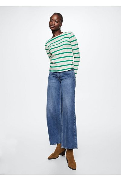 MANGO Woman Tricou cu dungi 100% bumbac
