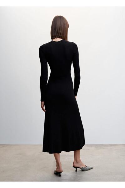 MANGO Woman Yandan Yırtmaçlı Triko Elbise