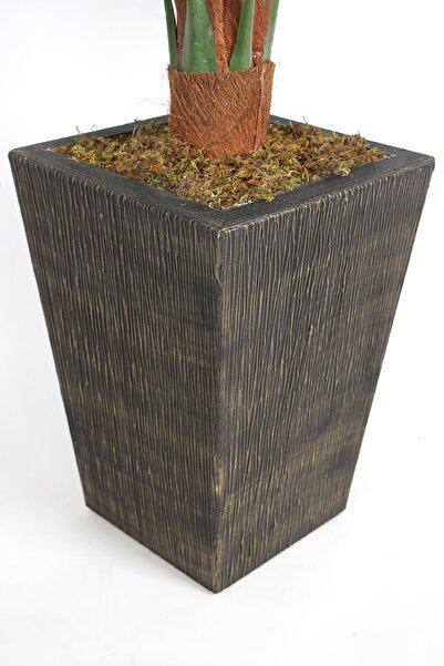 Yapay Çiçek Deposu 36 Yapraklı Yapay Deve Tabanı Ağacı 190 Cm (ahşap Siyah Gold-saksıda)