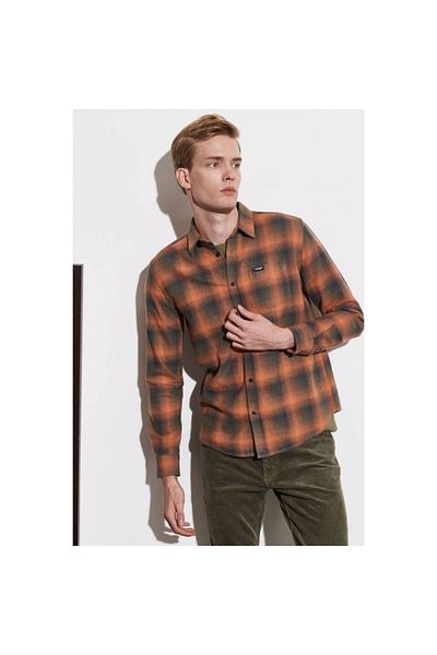 WRANGLER Men's Orange Checkered Shirt