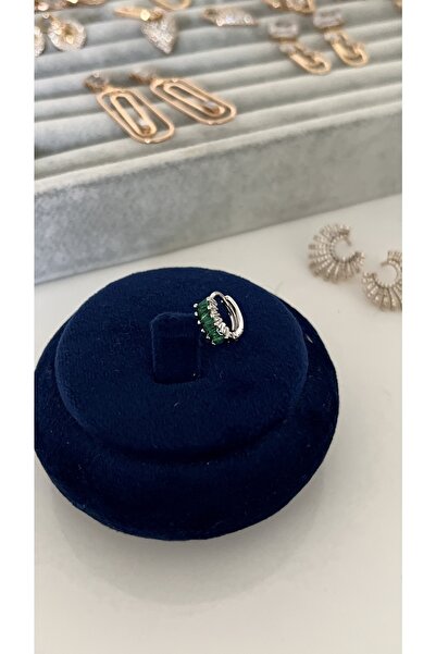 SU PERİSİ TAKI BİJUTERİ Cerrahi Çelik Gümüş Yeşil Baget Taşlı Halka Piercing , Tragus