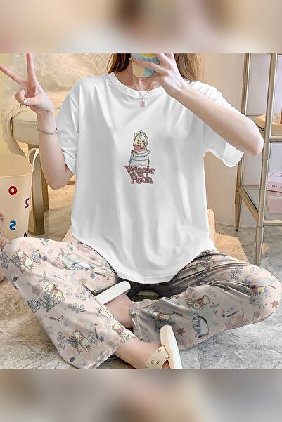 PEMBİŞ HOMEWEAR Zezecim Winnie the Pooh Short Sleeve Pajamas Set