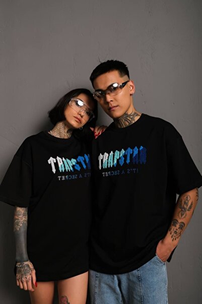 OVERİSE Trapstar Siyah Nakışlı Oversize Unisex Tshirt
