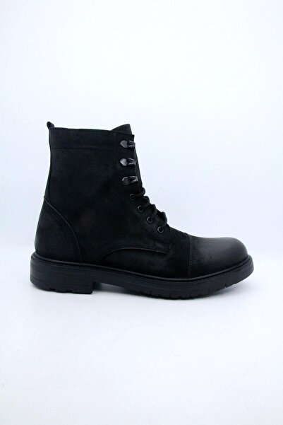 Pierre Cardin P.cardin 381800 Hakiki Nubuk Deri Erkek Postal Bot Siyah Nubuk