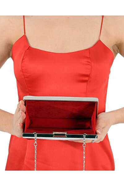 Biçanta Ασημί Χρώμα Κρυστάλλινο Ματ Δερμάτινο Βραδινό Φόρεμα Τσάντα Βραδινή Τσάντα Αρραβωνιαστική Τσάντα Γάμου Χειροποίητη