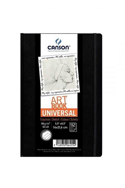 Canson Art Book Universal Hard Cover Elastic Sketch Drawing Notebook 96 Gr14x21.6 cm112 Pages