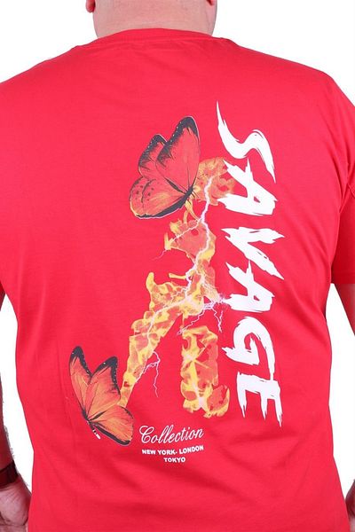 MocGrande Large Size Crew Neck T-Shirt Savage 23101 Red