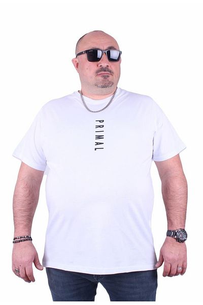 MocGrande Μπλουζάκι Primal 23102 Λευκό μεγάλου μεγέθους με λαιμόκοψη