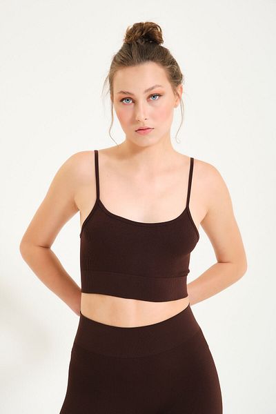 Formeasy Women's Seamless Knitted Corded Thin Strap Corded Sports Bustier 9003
