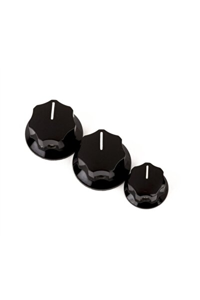 FENDER Jazz Bass Knobs Black 2 Large 1 Small Set Of 3 Potans Düğmesi