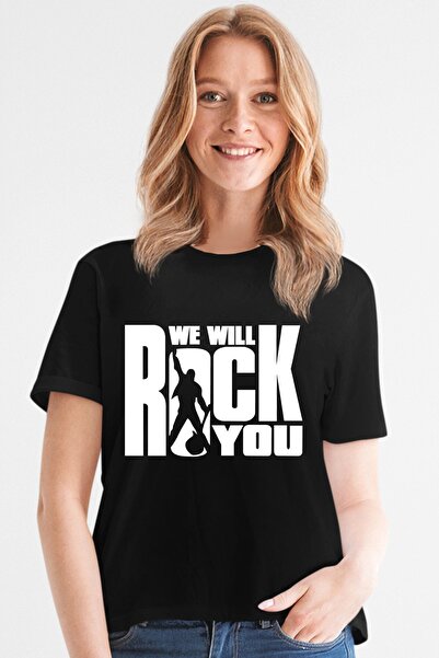 ROCKANDROLL Tricou negru cu mânecă scurtă Just Rock You de damă