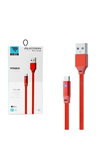 Platoon Pl-8830 Işıklı Type-c 1m Usb Şarj Kablosu Gri Pl-8830
