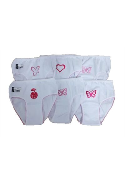 Tutku Underwear Thin Waist Bato Stoned Girl's Panties 6 Pack