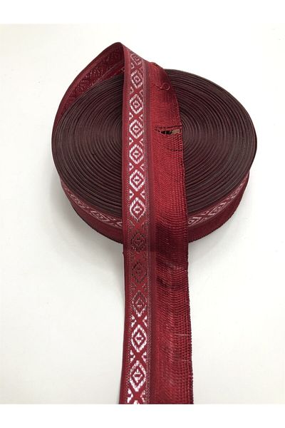 Hobigram Κορδέλα με μοτίβο μπορντό 4,5 cm-dgk-1039 – Διακοσμητική κορδέλα, κομψό σχέδιο, γυναικείο αξεσουάρ