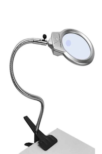 Microcase Masaüstü Mandallı Ledli Aydınlatma 5x Büyütme Büyüteç Model BY7