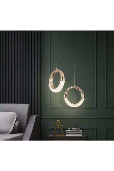 burenze Elegance Luxury Tasarım Modern Sarkıt Led Avize Gold Sarı Ledli Avize