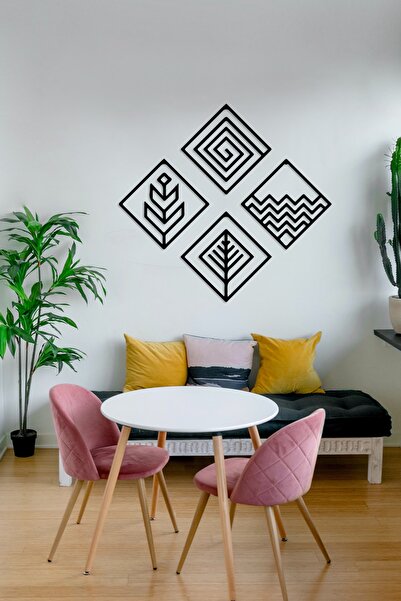 HTS TASARIM Dekoratif Duvar Tablosu Modern Duvar Süsü 4 Element 60x60cm