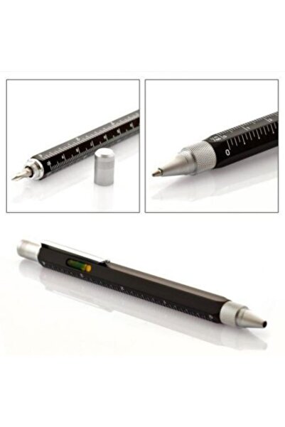 Mutlu Mikrop 4-in-1 Pen Multı Tool – Mühendis Kalem – Su Terazili Çok Amaçlı Kalem Siyah