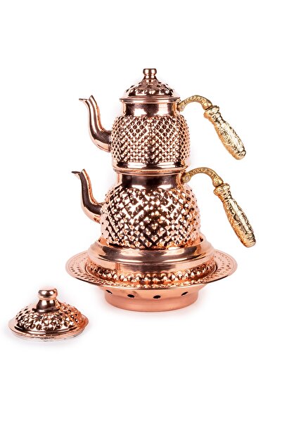 Handygoo Sarı Saplı Keops Bakır Çaydanlık Ve Bakır Şekerlik Seti