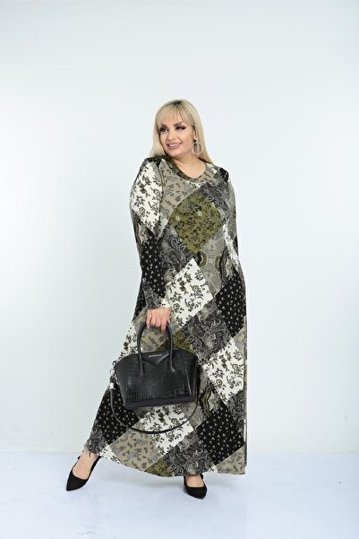 Şirin Butik Γυναικείο φόρεμα με γιακά χακί με βισκόζη