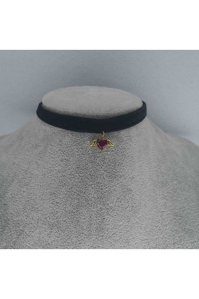 Fugusugu Angel Love Cut Glass Heart Choker