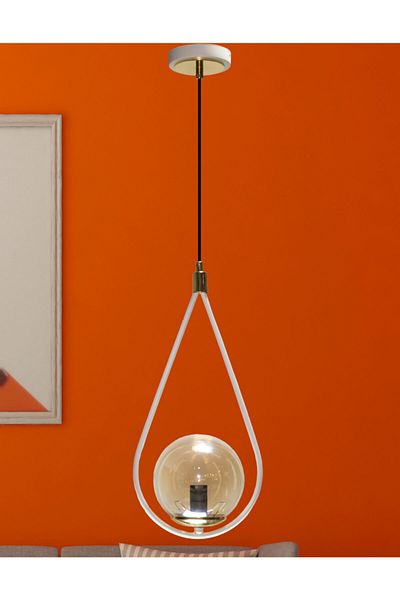 MŞ Aydınlatma Katre Matte White Honey Glass Single Chandelier