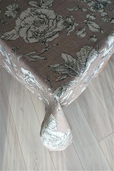 eno concept مفرش طاولة من الكتان عالي الجودة مزين بالزهور والورد المغبر