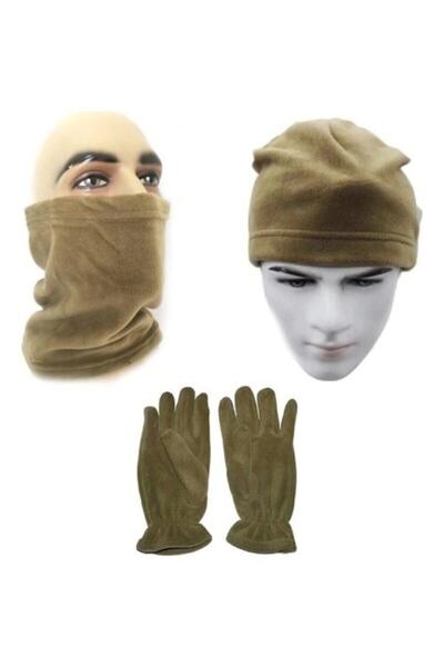 Silyon Askeri Giyim Polar Gloves / Polar Beanie And Polar Neck Collar Set Des...