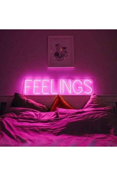 Red Proje Neon Led Aydınlatma Feelıngs Gece Lambası Parti Süsü Işıklı Duvar D...