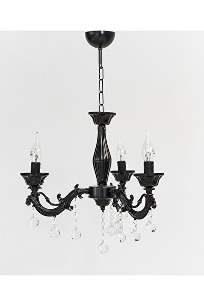 Berk Avize Sare 3'lü Döküm Siyah Taşlı Avize