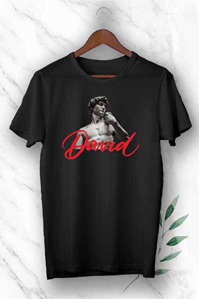 perseusshopping Mitološka statua Davida Štampano unisex crna majica