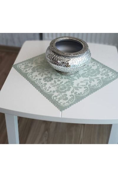 WENESSİ Rose Pattern Knitted Napkin 6 Pieces 30 X 30 (Pistachio Green)