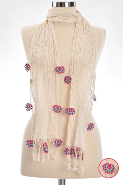 Dosimira وشاح قطني ضيق مصنوع يدويًا ومتعدد الزخارف للنساء