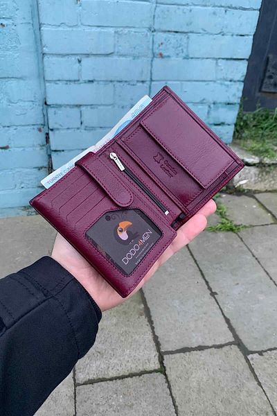 Dodo4men Genuine Leather Claret Red Men's Wallet (12cm X 9cm)