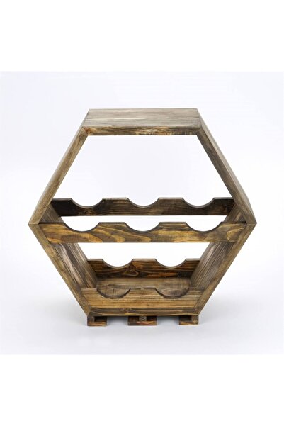 Genel Markalar Masif Ahşap Altıgen Şarap Kadeh Tutucu Raf, şıklık ve fonksiyo...