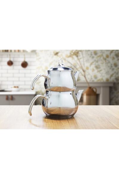 Genel Markalar Metalik Küre Aile Boy Çelik Kulp Çaydanlık Takımı Çelik