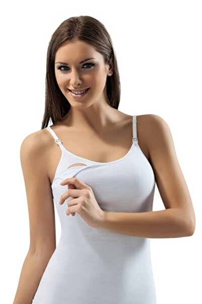 bonbonetti Жіночий бавовняний топ для грудного вигодовування на білих бретелях