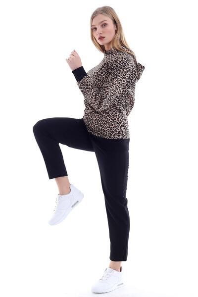 MODANESS Kadın Leopar Baskılı Tesettür Eşofman Takım 9043