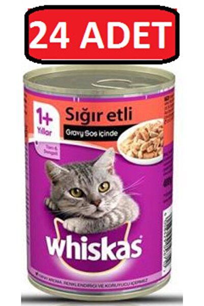 Whiskas Sığır Etli Konserve Yaş Kedi Maması 24 Adet X 400 Gr