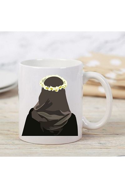 Hediyedukkani Girl with Flowers on the Head Designed Mug Cup