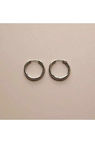 Takınak Silver Color Steel Hoop Earrings