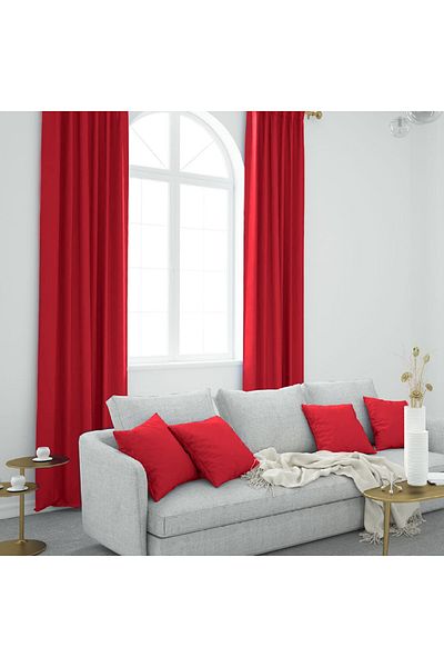 perdeciden Single Wing Red Color Island Background Curtain Flat Seam Gathered Extrafor