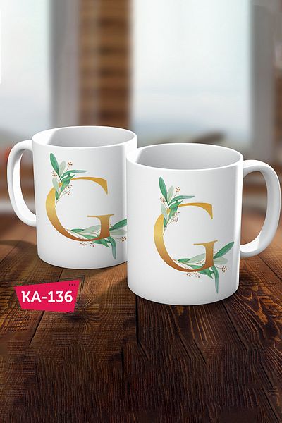 Biz Dijital Letter G Printed Gold Gift Coffee Mug