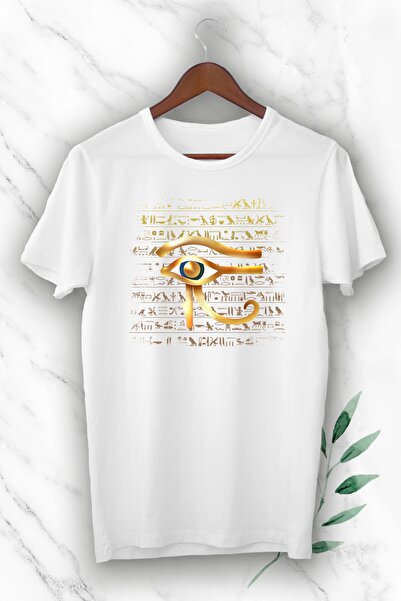 perseusshopping Tricou alb unisex cu imprimeu Ochiul lui Horus din Egiptul Antic