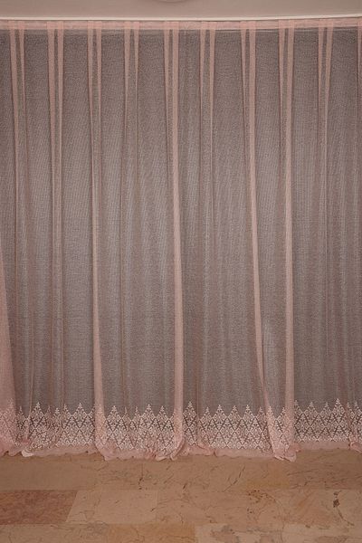 AKÇA TEKSTİL Wide Skirt Model Powder Color Single Wing Ready-made Pleated Background Curtain 300*260