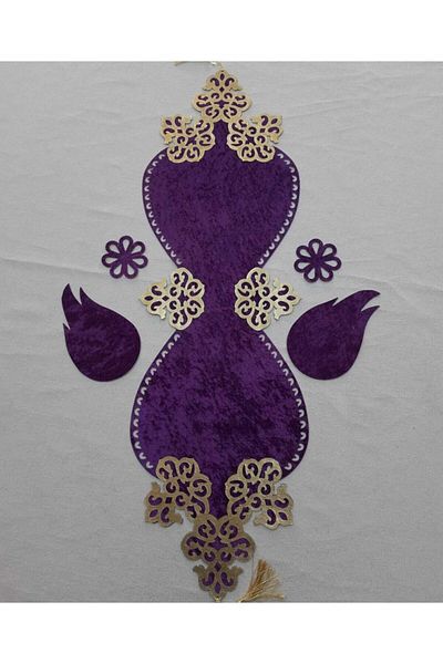 SEHARA Velvet Fantasy Runner, 5 τεμάχια (1 Runner, 4 τεμάχια Coffee Presentation Set) Χρυσό σε Μωβ