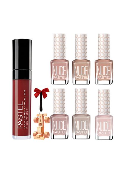 Pastel 300.set Daylong Lipstick 36 - Nail Polish 751-750-106-101-755-752 Formula Keychain Gift